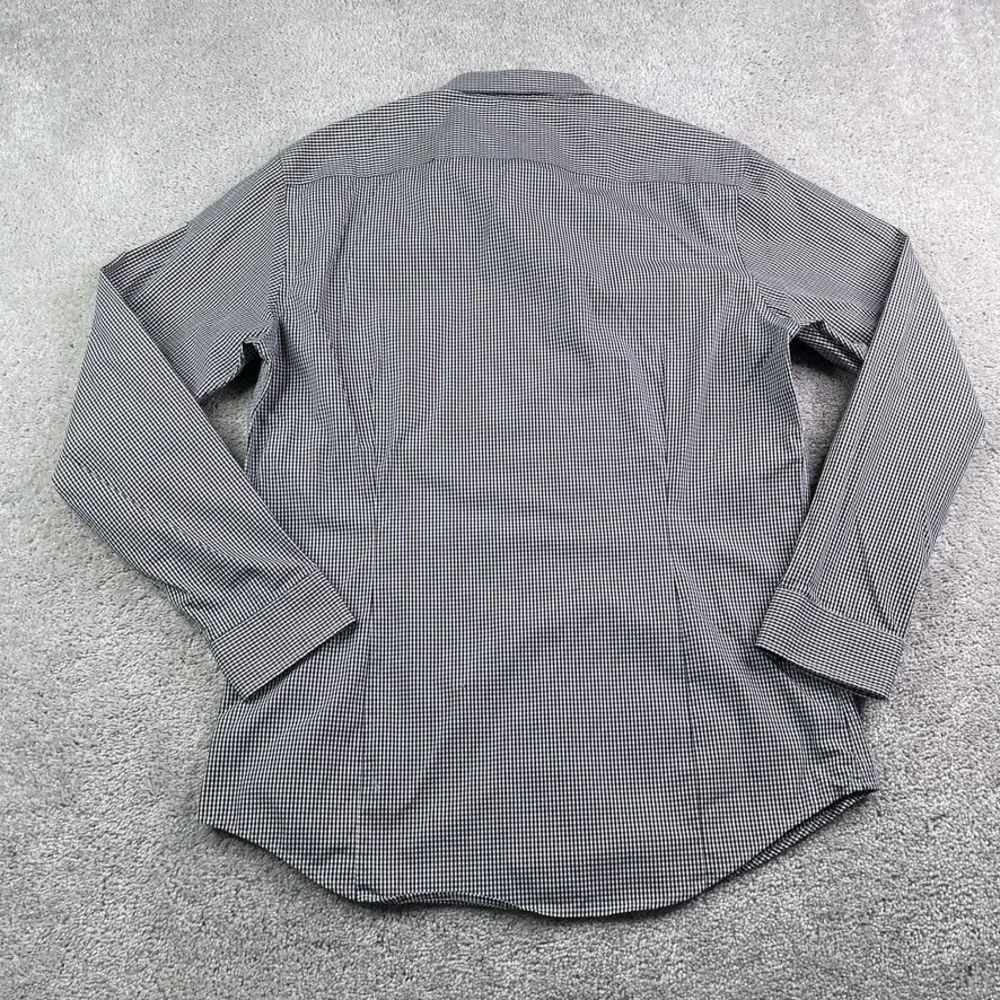 Banana Republic Shirt Mens Large Black Gingham Tailored Slim Fit‎ Non Iron